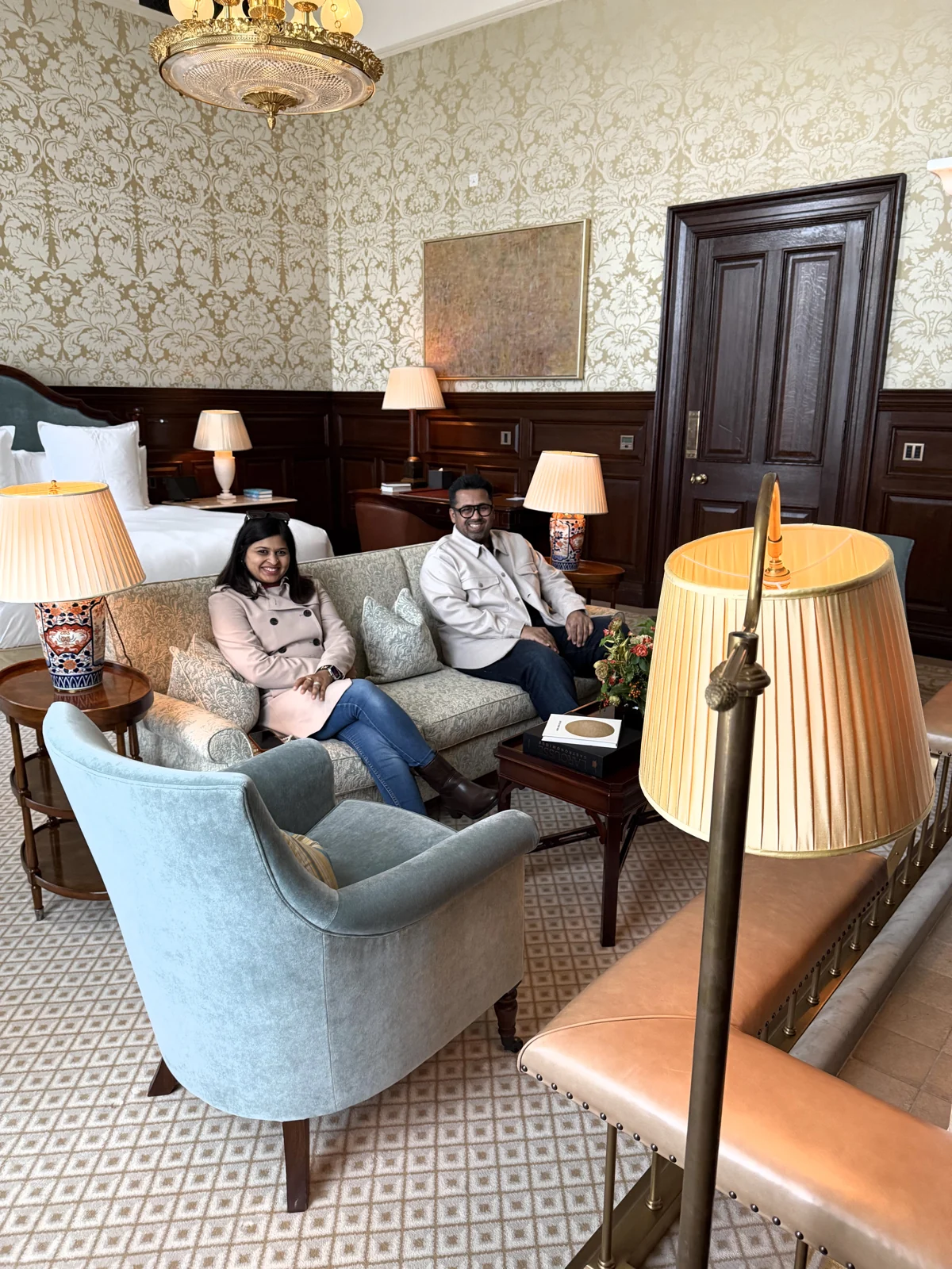 Aadil and Saniya in the Haldane Suite sitting room