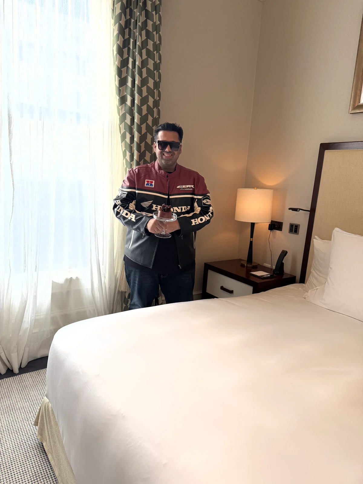 Aadil in his room at Raffles London at The OWO